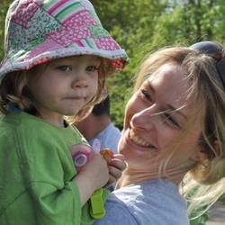 Woman and child smiling